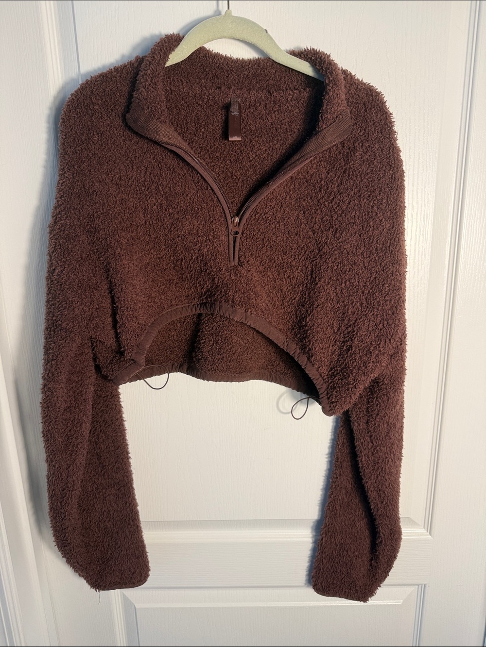 Skims Burgundy Sherpa Half-Zip Cropped Jacket Pull Over Size L/XL